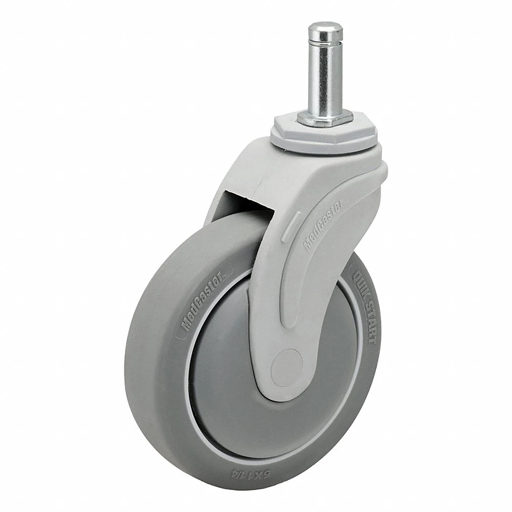 Stem Caster, Swivel, 5 Inch Wheel Dia, 1 1/4 Inch Wheel Wd, 6 1/2 Inch Mounting Ht