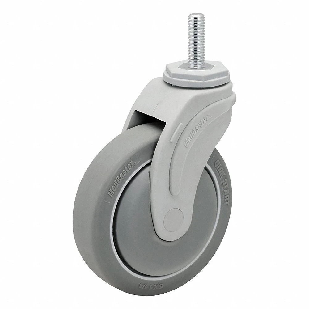 Stem Caster, Swivel, 5 Inch Wheel Dia, 1 1/4 Inch Wheel Wd, 6 1/2 Inch Mounting Ht
