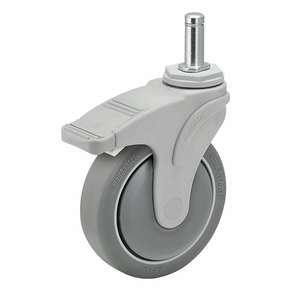 Stem Caster, Swivel, 4 Inch Wheel Dia, 1 1/4 Inch Wheel Wd, 5 13/32 Inch Mounting Ht
