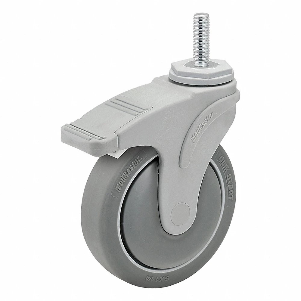Stem Caster, Swivel, 5 Inch Wheel Dia, 1 1/4 Inch Wheel Wd, 6 1/2 Inch Mounting Ht