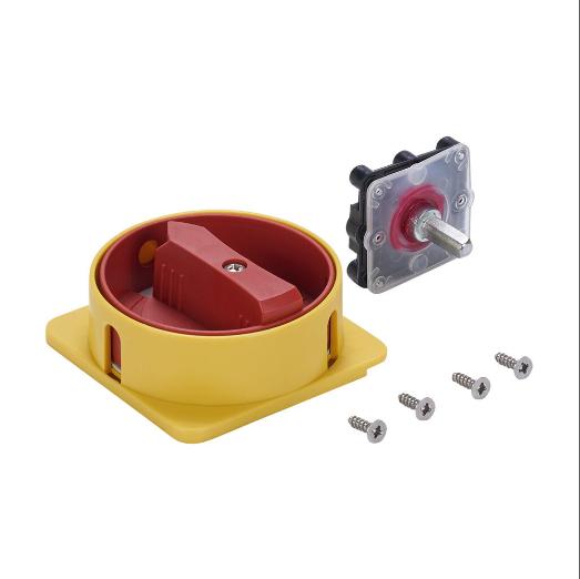 Rotary Handle, Round, Red/Yellow, External Front Mount, 2-Position, Lockable In Off Only