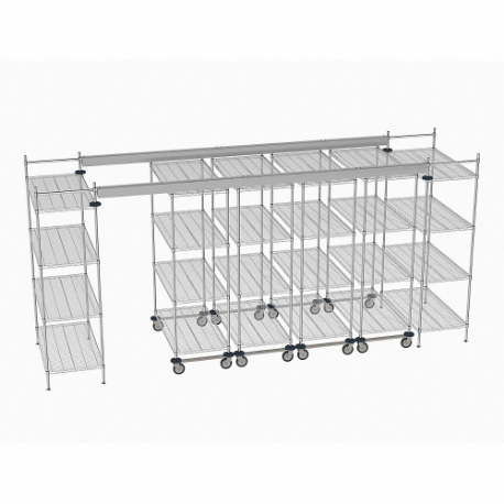 Overhead Track Shelving Complete Kit, 138 Inch Size Track Length, 48 Inch Overall Width