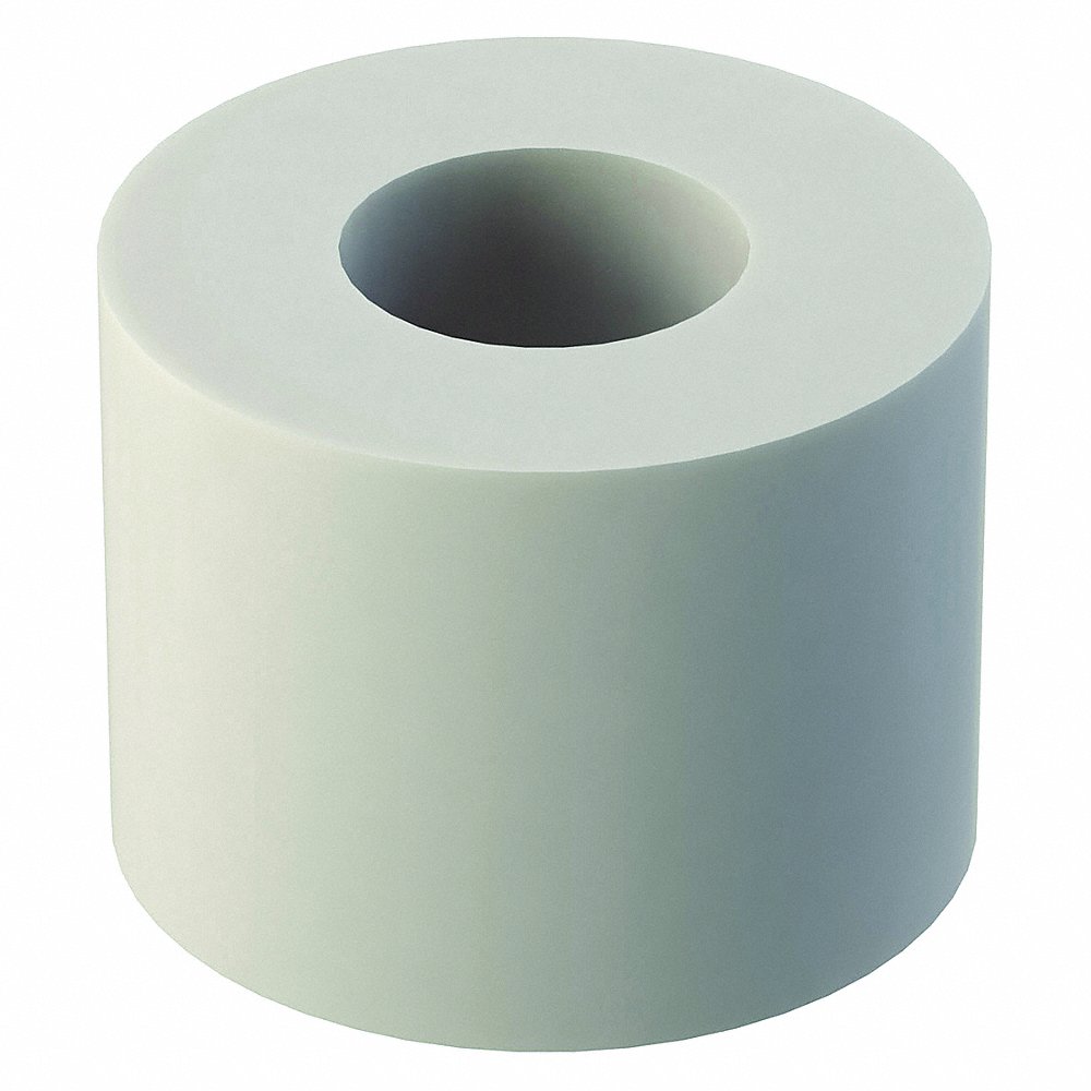 Rundt afstandsstykke, klart hul, nylon, 3/16 I Lg., 0.115 I ID, 1/4 I OD, 10 Pk
