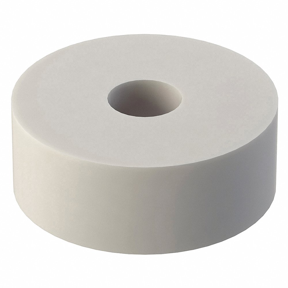 Round Spacer, Clear Hole, Nylon, 3/16 In Lg., 0.14 In I.D., 1/2 In O.D., 10 Pk
