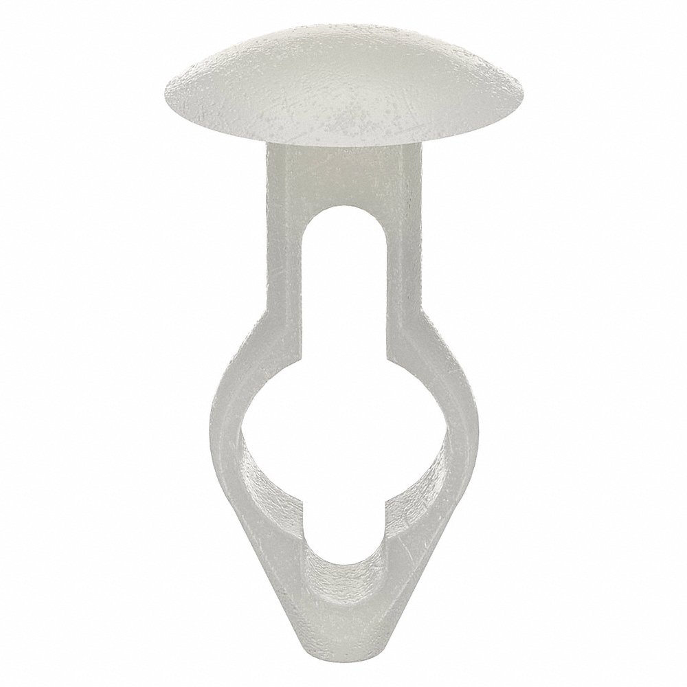 Push-In Rivet, 0.524 In Rivet Lg., 6/25 In Rivet Dia., 0.187 In Hole Size, Keyhole, Off White, 25 Pk