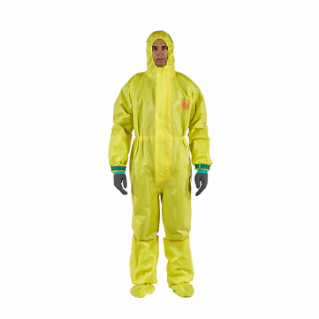 Chemical Resistant Coverall, Light Duty, Welded Seam, Yellow, 3XL, 6 Pack