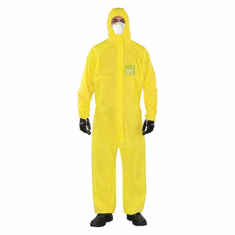 Hooded Coveralls, AlphaTec 2300, Light Duty, Bound Seam, Yellow, S, 25 PK