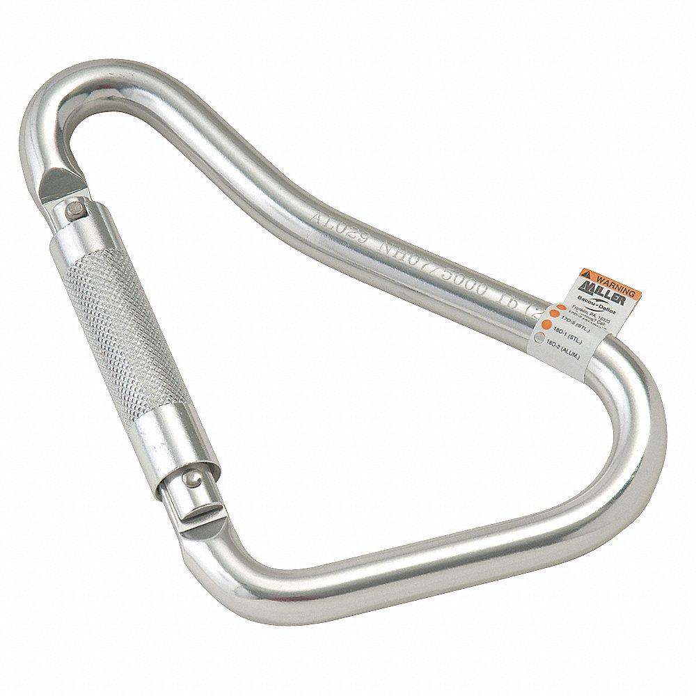 Carabiner, 420 lbs. Capacity, 2 1/4 Inch Gate Opening, Pear, 2 1/4 Inch Overall Width