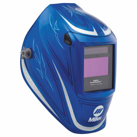 Auto-Darkening Welding Helmet, Auto-Darkening, 3 Arc Sensors, Blue, 64 Custom, Nylon