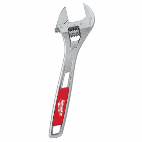 MILWAUKEE 48-22-7410 Adjustable Wrench, Alloy Steel, Chrome, 10 Inch Overall Length, 1 3/8 Inch Jaw Capacity | CT3GQN 48ZT23
