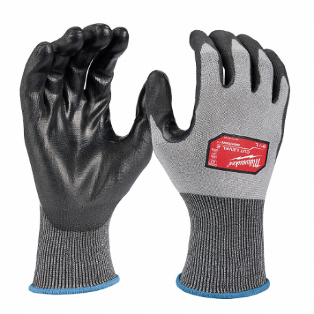 Work Gloves, L 9, ANSI Cut Level A2, Palm, Dipped, Polyurethane, Polyester 18 ga