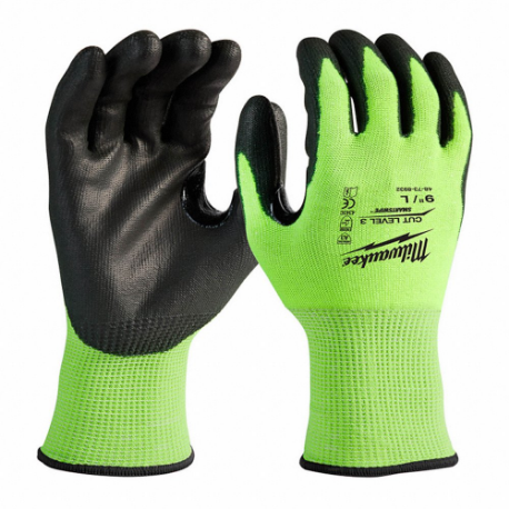 Knit Gloves, Size M, ANSI Cut Level A3, Palm, Dipped, Nitrile, HPPE, 12 PK