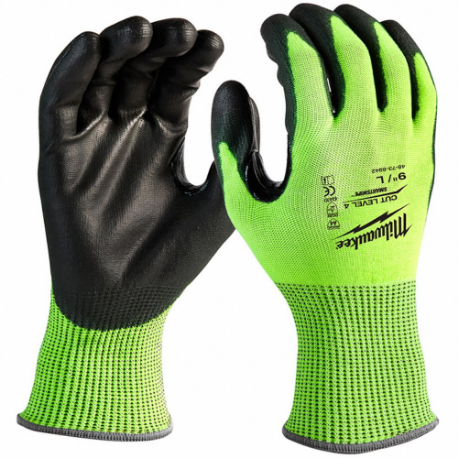 Knit Gloves, Size M, ANSI Cut Level A4, Palm, Dipped, Nitrile, HPPE, 12 PK
