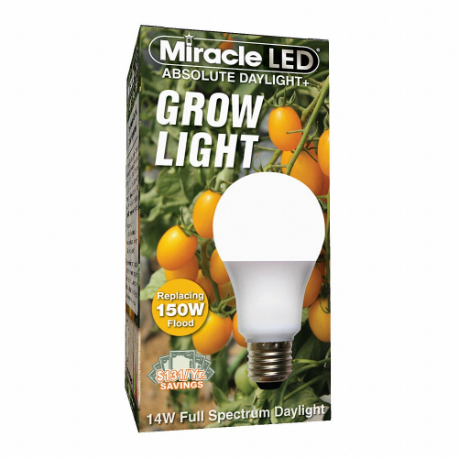 Light Bulb, Multi Spc DaylPlus Grow LED, A19, 150W INC Watt Eq, 120 V, 14 W Watts, LED