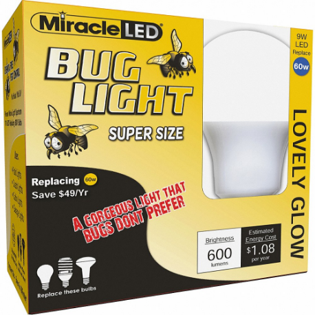 Bug Light Glovely Glow Yellow Amber, PK 2, A19, 60 W INC/13 W CFL Watt Eq, 120 VAC