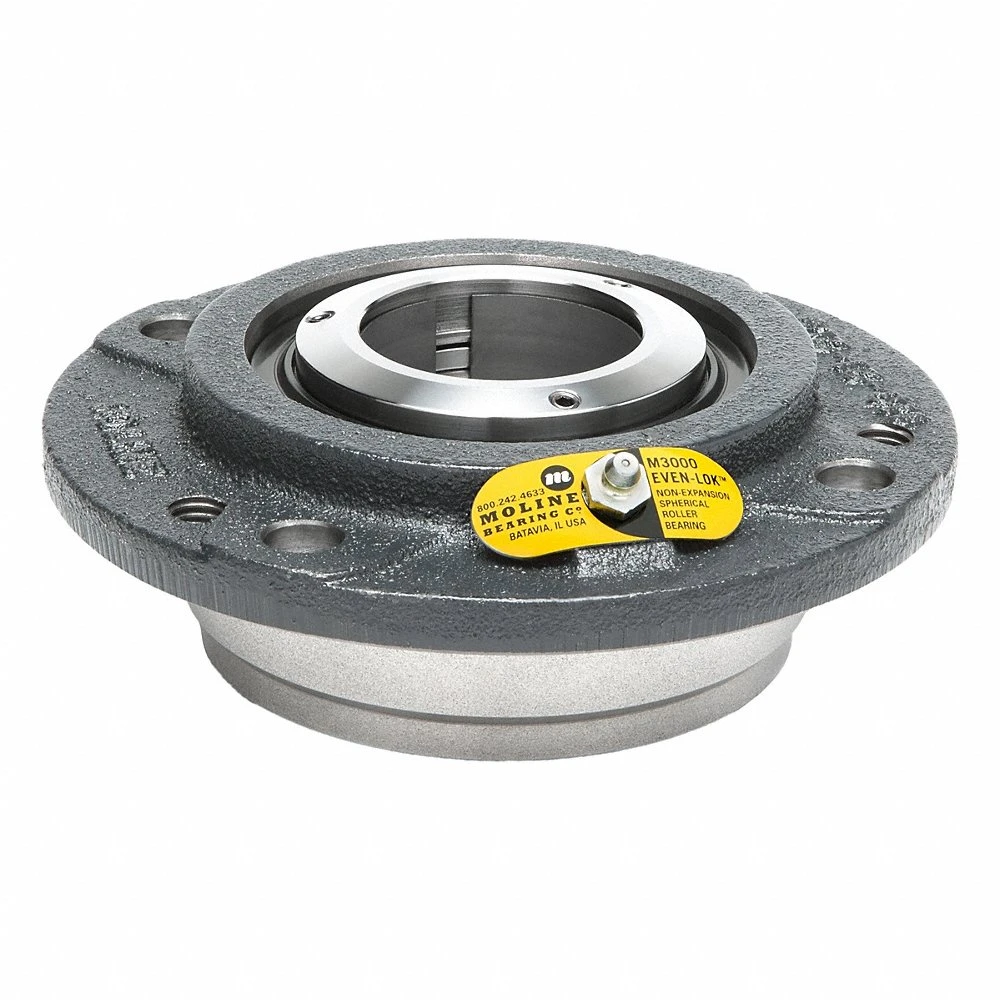 6 Bolt Flange Bearing, Spherical Roller, 4 15/16 Inch Bore, Cast Iron, 14 3/4 Inch Length