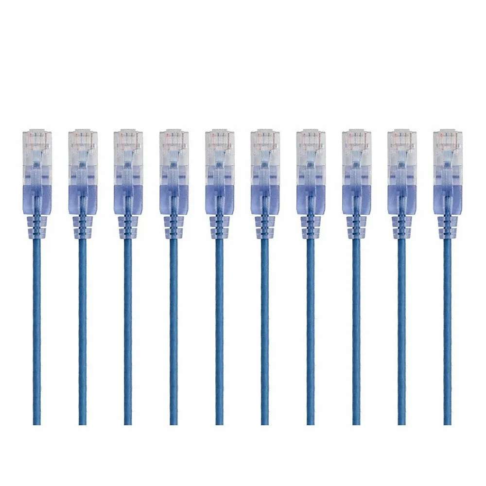 Voice and Data Patch Cord, Round, 30 AWG, Blue, 7 ft Overall Length, 6A, PVC