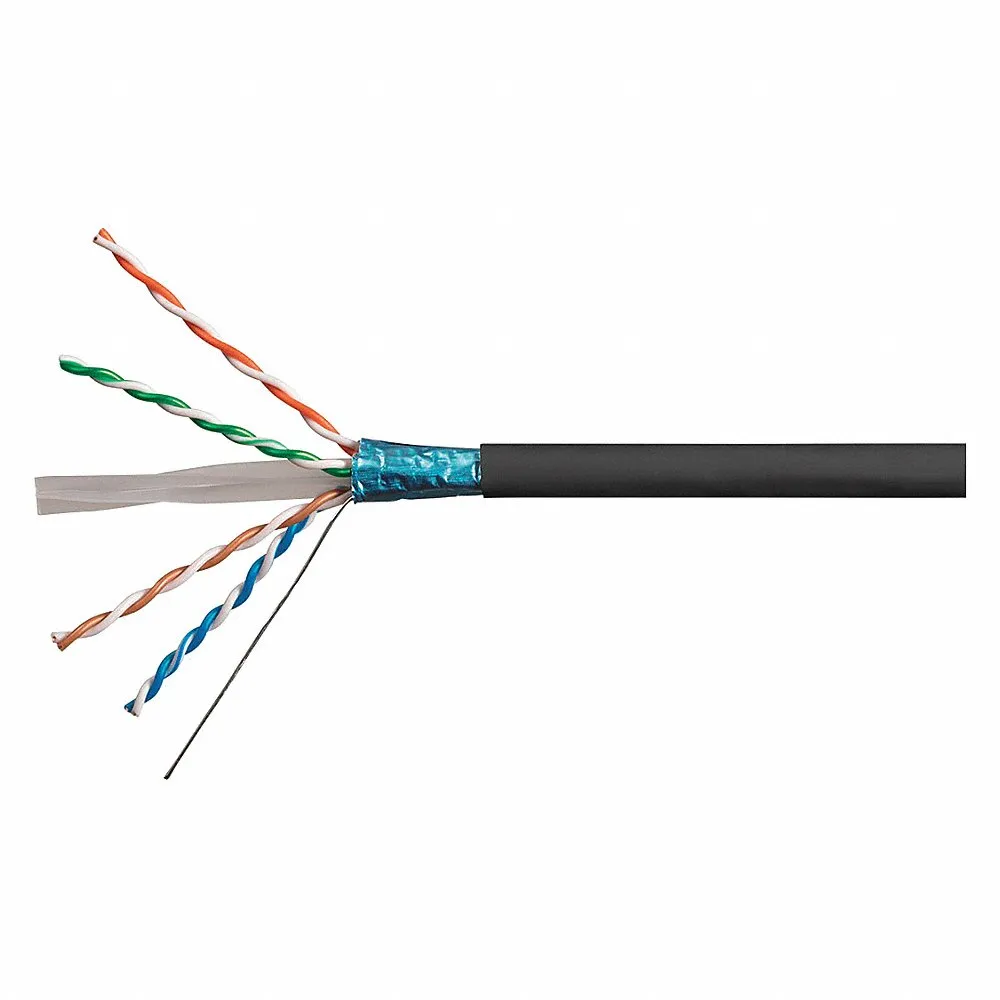 Data Cable, 1000 ft Cable Length, 23 AWG, Riser, Black, PVC, 5/16 Inch Outside Dia, 6A