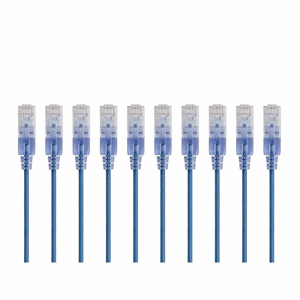 Voice and Data Patch Cord, Round, 30 AWG, Blue, 0.5 ft Overall Length, 6A, PVC, 10PK