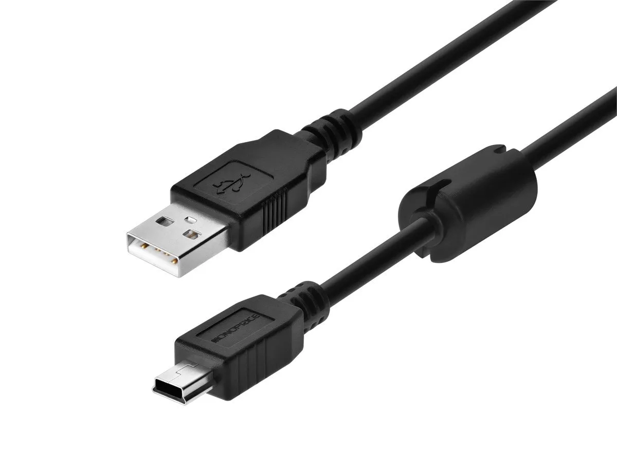 Cable USB 2.0 de 6 m de longitud, color negro, conector A macho a conector B mini de 5 pines, cámaras, MP3 y PDA