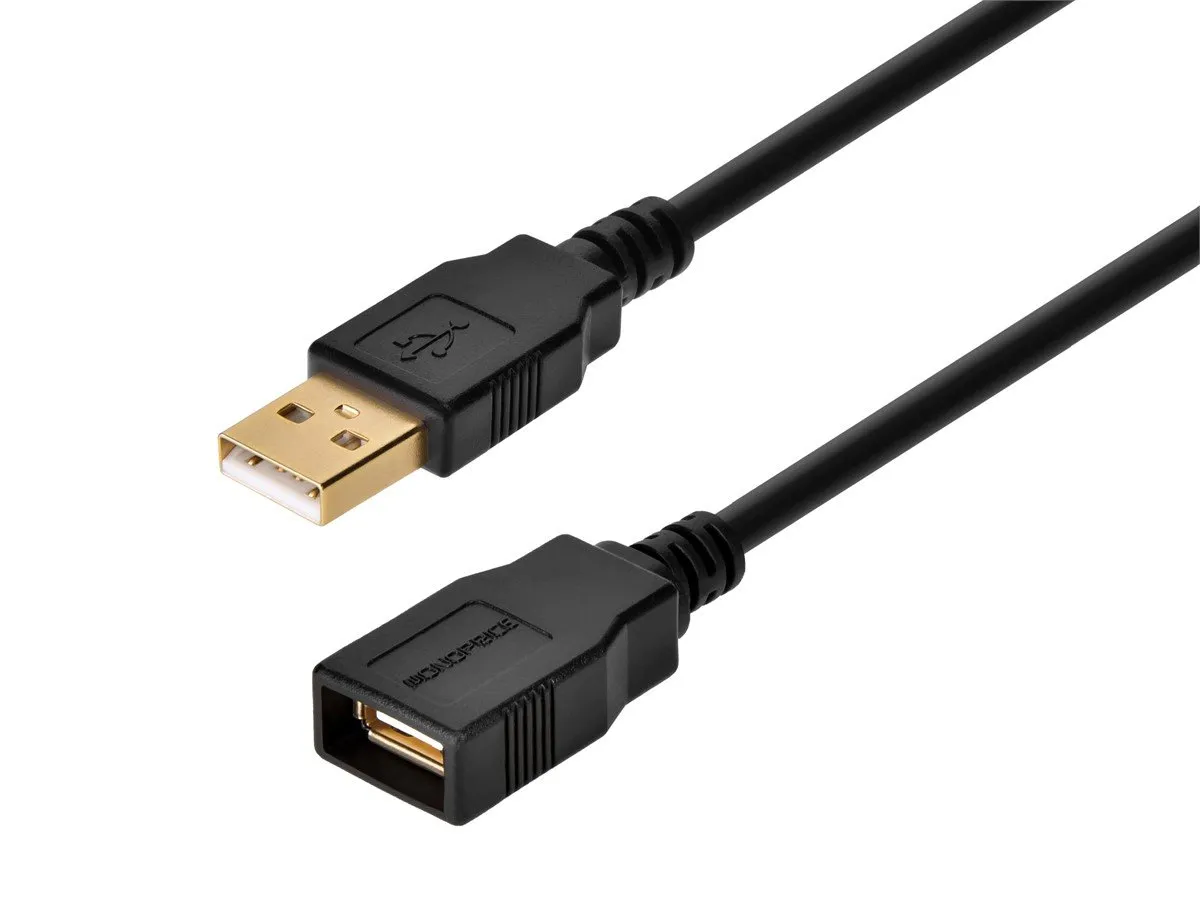 Cable de extensión USB, longitud de cable de 1 1/2 pies, negro, A macho a A hembra