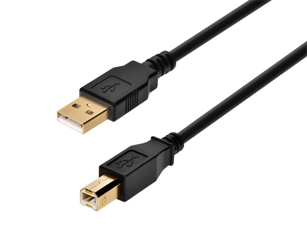 Cable USB 2.0 de 15 pies de longitud, color negro, conector A macho a conector B macho