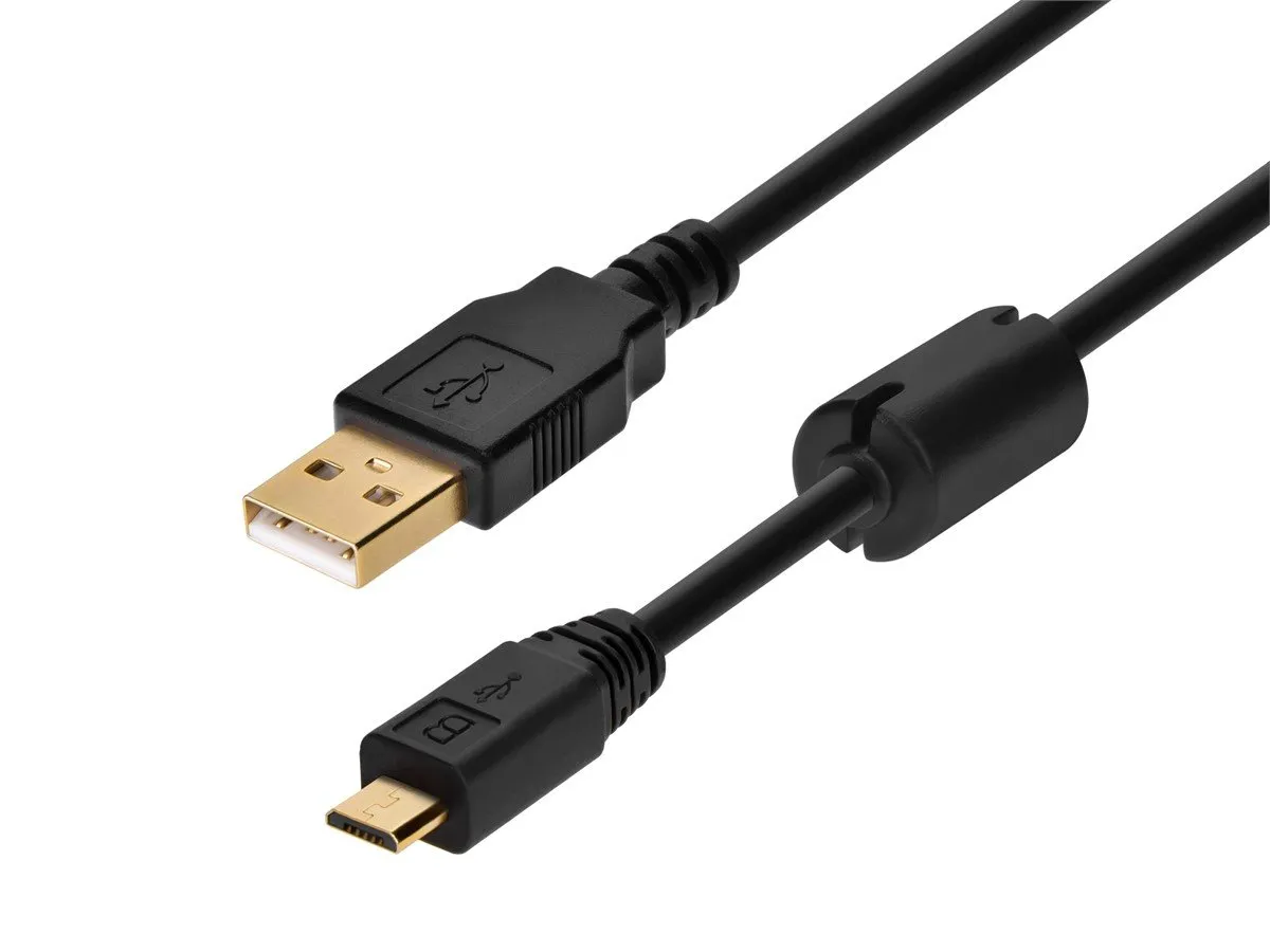 Cable USB 2.0 de 1 1/2 pies de longitud, color negro, conector A macho a conector B micro macho de 5 pines, UL/CSA