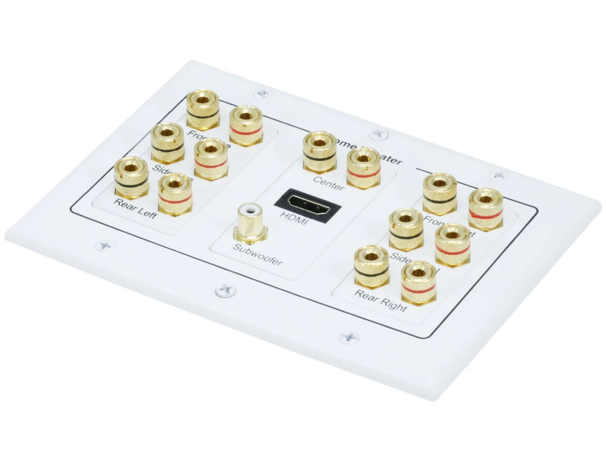 MONOPRICE 6907 Audio/Visual Wallplate 3-Gang 7.1 Stereo White | AA6NEN 14J376
