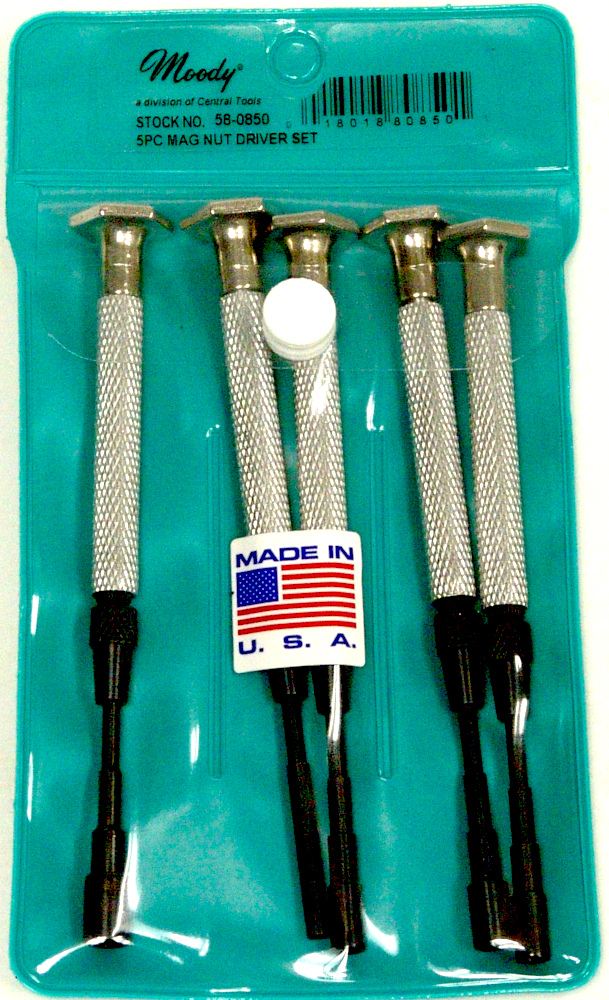 Nut Driver Set 5 Pc., 5 Complete Nut Drivers With Magnetic Handles