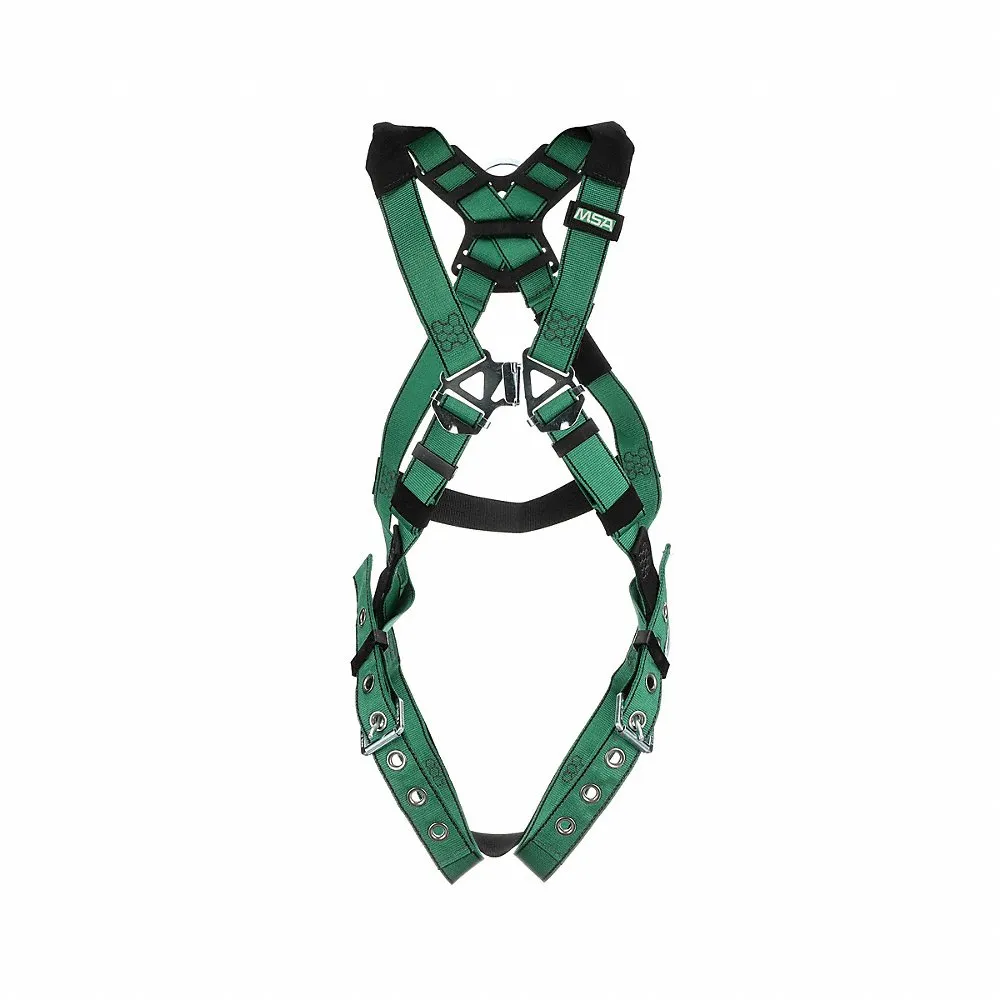MSA 10197216 Harness, Extra Large, Back, Hip D Ring, Tongue Buckle, Green | CJ7TDT