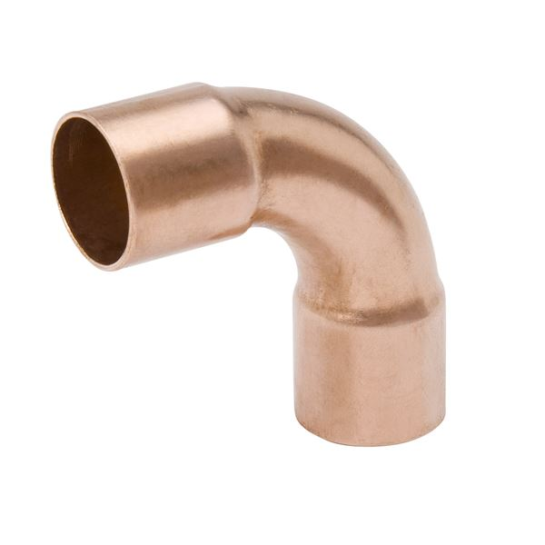 Elbow, 90 Deg., Long Radius, C x C, 1/2 x 3/8 Inch Size, Wrot Copper