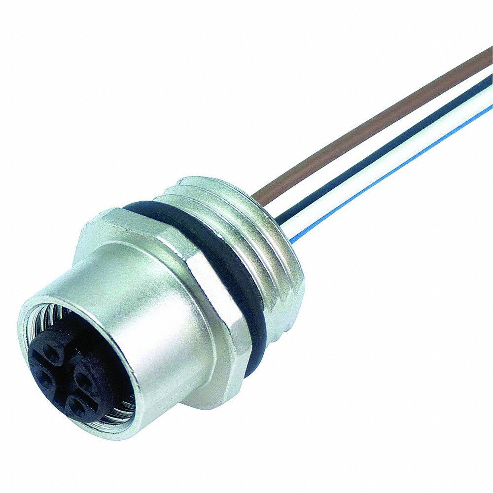 Cordset, M12 Female - Front Mounting Receptacle, A, 12 Pins, 1 m Wire Lead Length