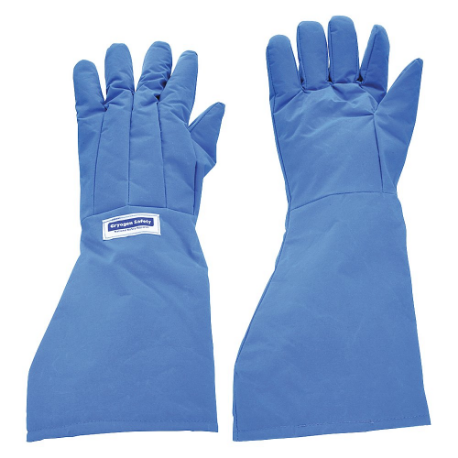 Cryogenic Gloves, Shoulder, Extended Gauntlet Cuff, Nylon, -300 Deg F Min. Temp, Blue