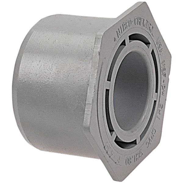 Flush Reducing Bushing, 8 x 6 Inch Size, Spigot x Socket End Style, CPVC