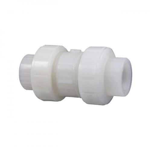 True Union Ball Check Valve With High Heel Inlet, 1/2 Inch Valve Size, FNPT, PVDF Body