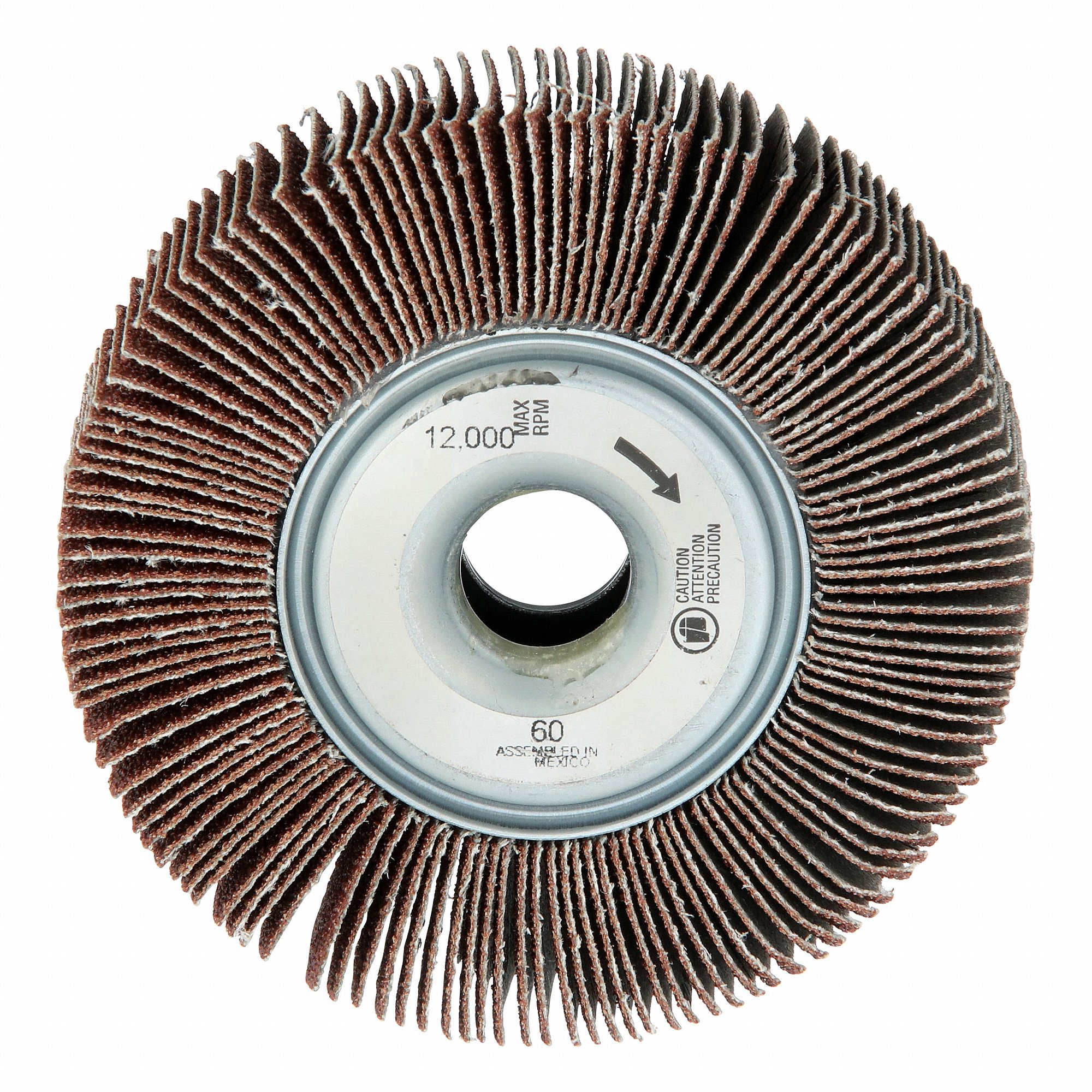 Flap Wheel, 3 1/2 Inch Dia x 1 Inch Width, 5/8 Inch Arbor, Aluminum Oxide, P60 Grit