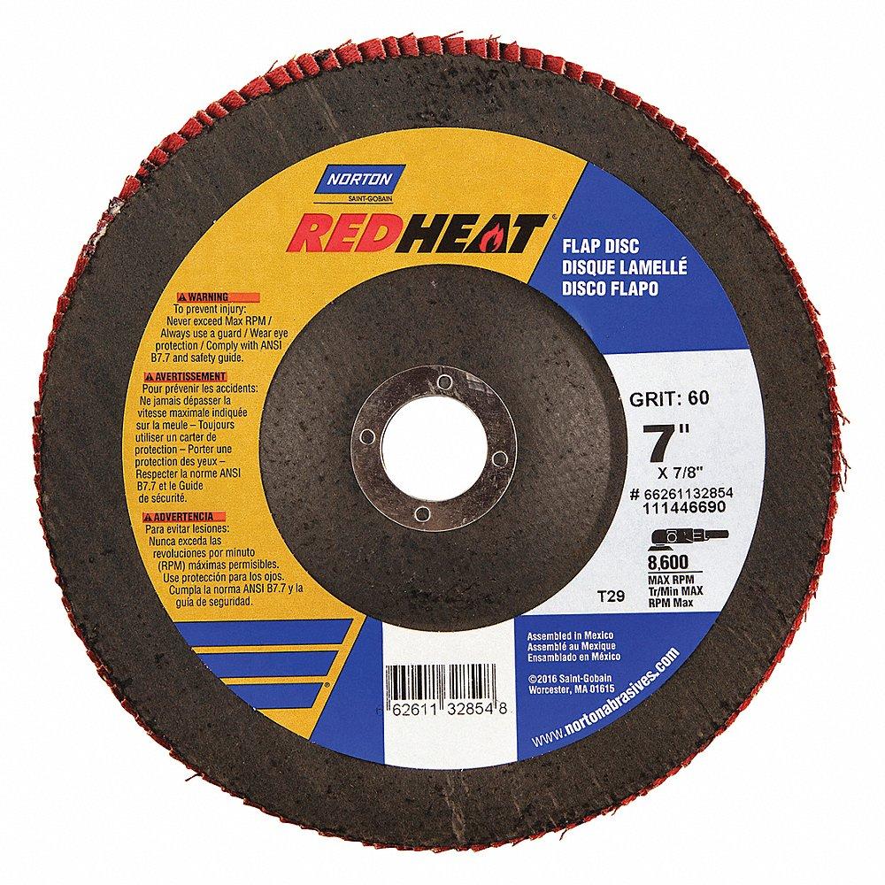 Norton Abrasives 66261132854 Flap Disc, 7/8 Inch Hole Size, 60