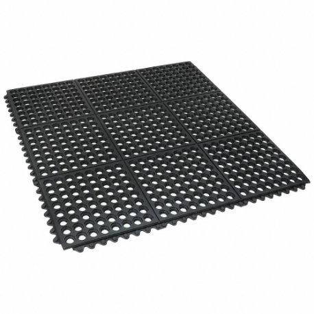 Interlocking Drainage Mat Tile, Interlocking Drainage Mat Tile, 3 ft x 3 ft, Smooth, Black