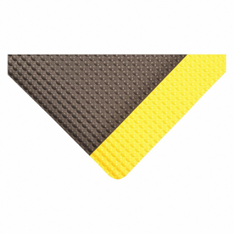 Antifatigue Runner, Bubble, 2 ft x 75 ft, 1/2 Inch Thick, Black with Yellow Border
