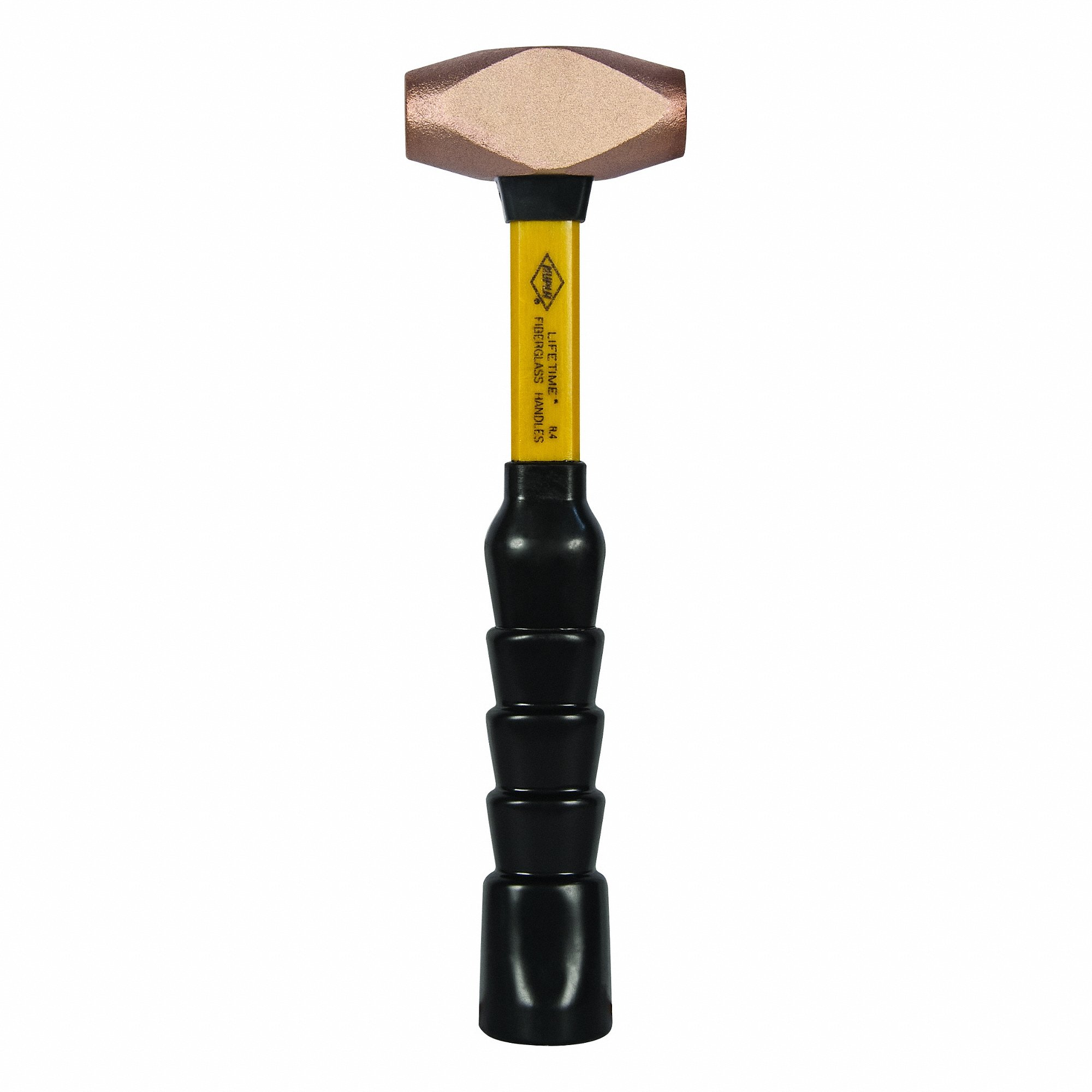 Mallet, Fiberglass Handle, Ribbed Grip, 1 1/2 lb Wt, 1 1/4 Inch Dia, 3 1/4 Inch Lg, Copper