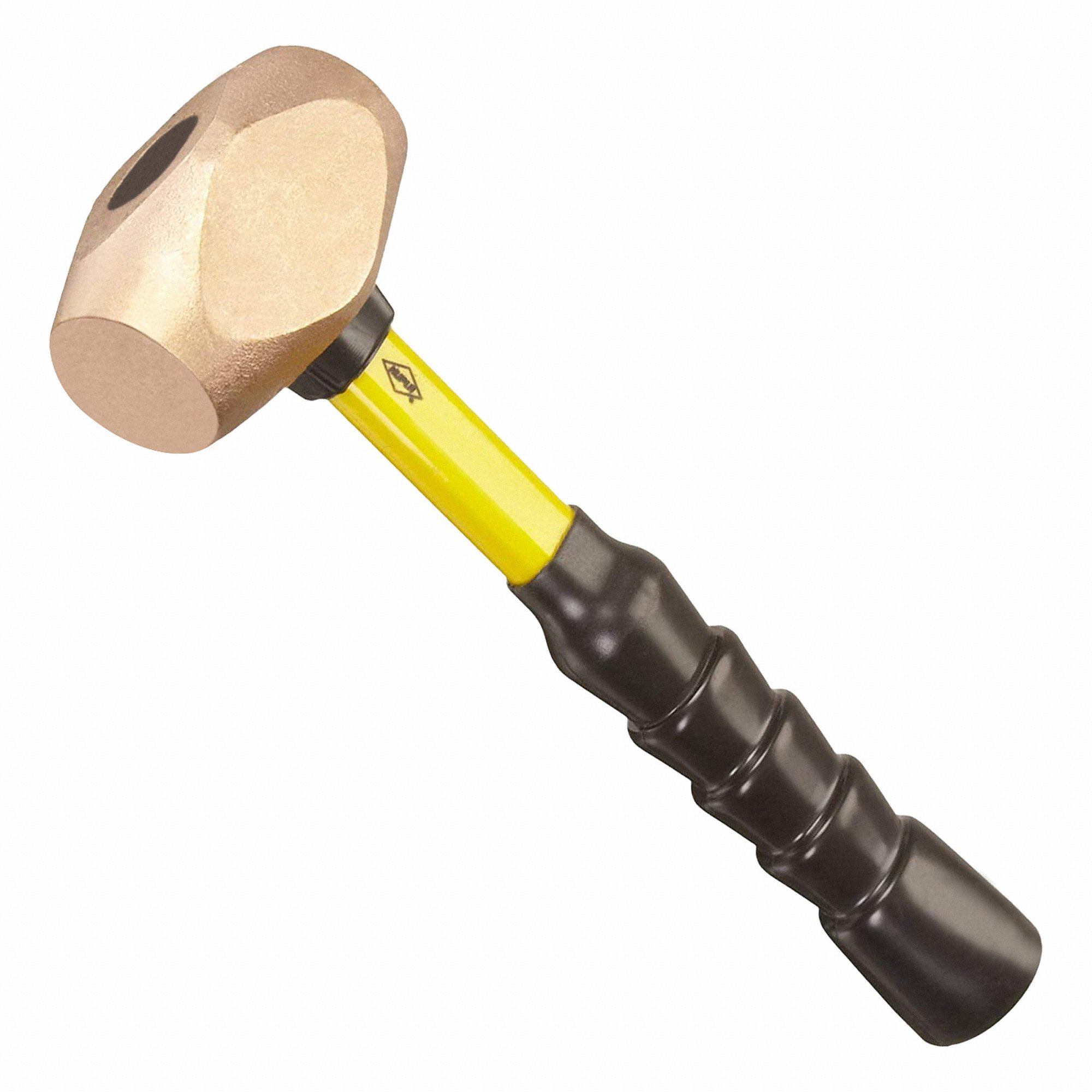 Mallet, Fiberglass Handle, Ribbed Grip, 4 lb Weight, 1 1/2 Inch Dia, 4 Inch Lg, 16 Inch Lg