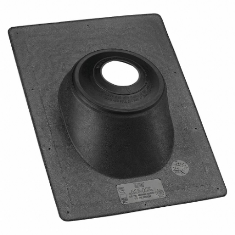 Roof Vent Pipe Flashing, Rectangular Base, 3 Inch Max Pipe, Rubber