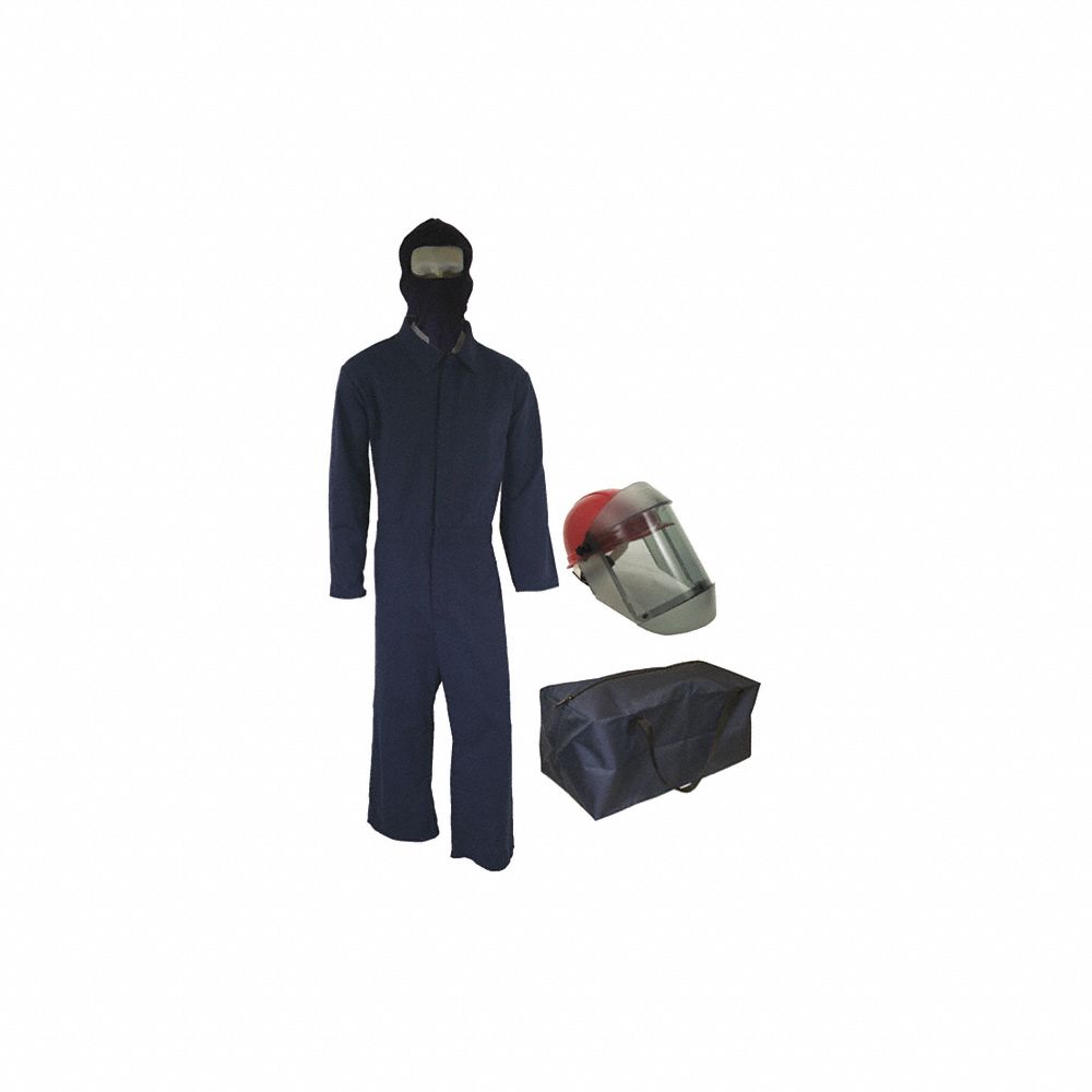 Arc Flash Suit Kit, 4X størrelse, marineblå, 12 cal/sq cm, 2 HRC