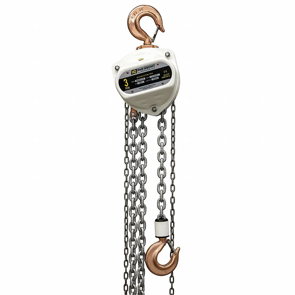 Manual Chain Hoist, Hook Mounted - No Trolley, 6000 lb. Lifting Capacity, 3 Ton