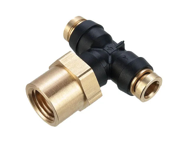 PARKER 377PTC-4-4 Female Branch Tee, Composite, NPTF x Push-to-Connect x Push-to-Connect | CT7EPE 48MA41