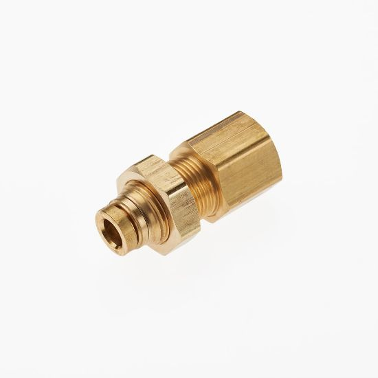 PARKER 66PTCBH-6-6 Bulkhead Union, Brass, Push-to-Connect x FNPTF | CT7CWB 48LY58