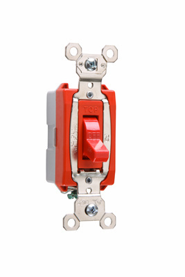 Toggle Switch, Red, 120V, 20A, 120/277VAC, Single Pole