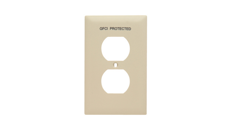 Pad Printed Wall Plate, One Gang Duplex Receptacle, GFCI Protected, Ivory