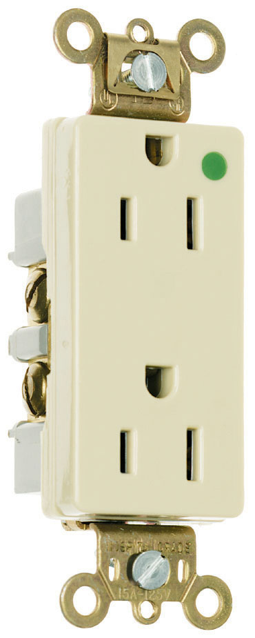 Heavy Duty Duplex Receptacle, 15A, 125V, Tamper Resistant, Ivory