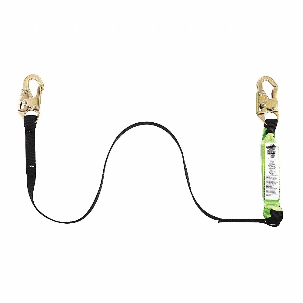 Shock-Absorbing Lanyard, 310 Lb Capacity, Visual Load Indicator, 1 Legs, Black/Green